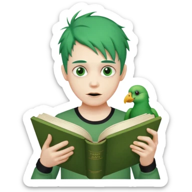 peter has green hair he is creepy he is on a quest to remove all emojis he has a book with all the words that ever exist in his hand he likes fortnite has a reddit thing and a thong and he has a beak sticker