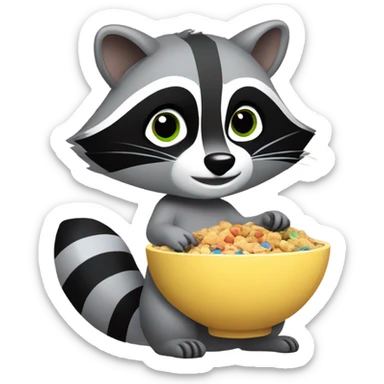 raccoon eating cereal sticker