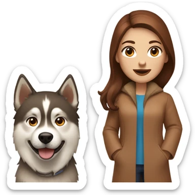 Woman brown hair blue eyes with Husky Copper beige  sticker