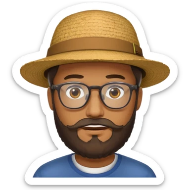 man with hat, beard, and glasses sticker