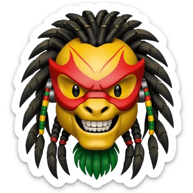 smiling predator from movie predator with rasta sticker