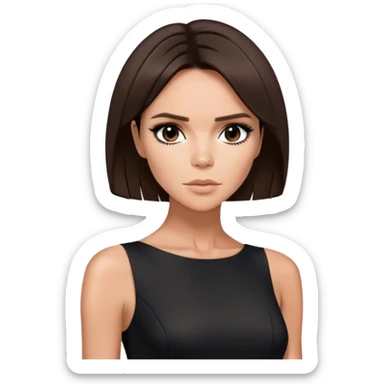 Victoria Beckham with dark brown hair in a short bob cut wearing a short black bodycon dress sticker