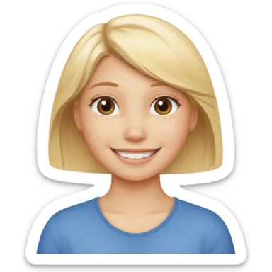 blonde girl at with text behind her saying "ENGOY" sticker