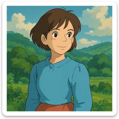 Studio Ghibli inspired illustration of a human sticker