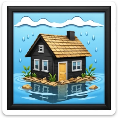Flooded house in hurricane sticker