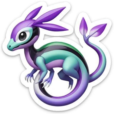 Violet-purple-black-white-gradients Meloetta-Rayquaza-Chatot-Pokémon-Fakémon-creature sticker