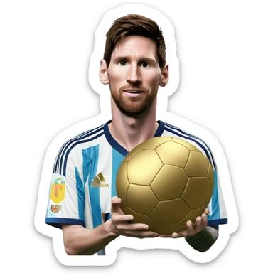 Messi con un balón de oro sticker
