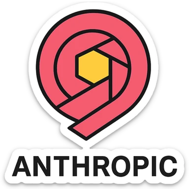 Anthropic logo, geometric, abstract, futuristic, tech company style sticker