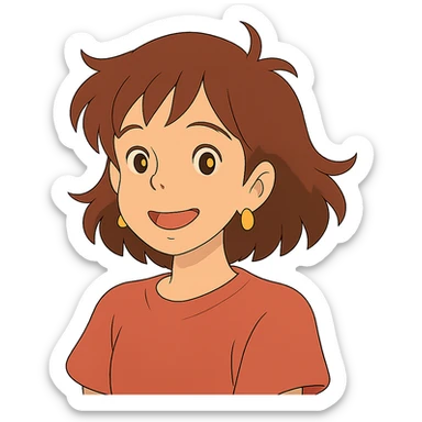 ghibli style smiling girl with earrings sticker