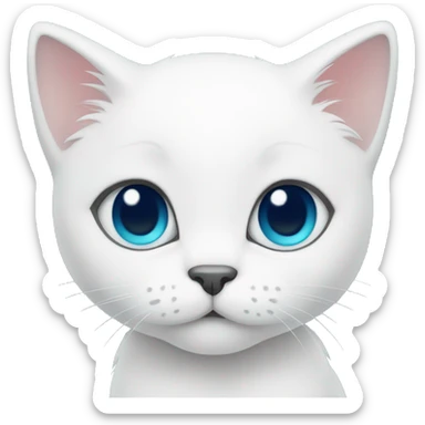 a white kitten with different eyes, one blue and the other dark green sticker