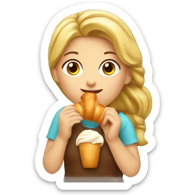 Girl eating croissant sticker