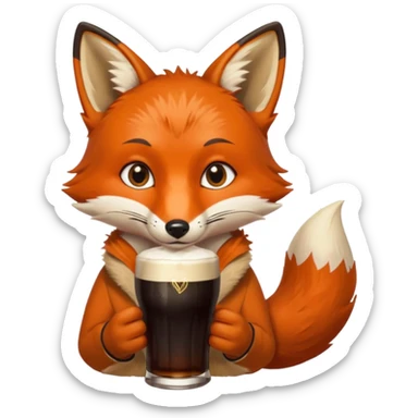 A fox drinking a Guinness  sticker