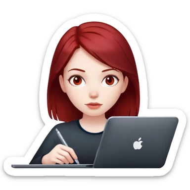 dark red hair girl coding sticker