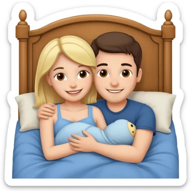 A couple cuddling in bed sticker