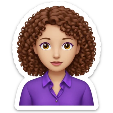 brown curly hair purple blouse sticker