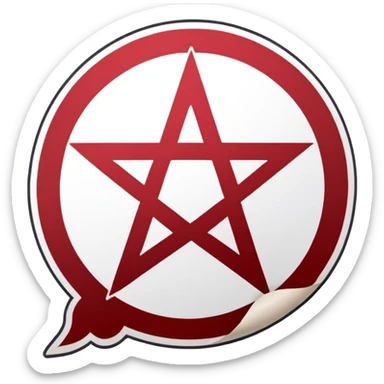 Minimalist emoji-style sticker of a blank torn contract with a pentagram stamp and drop of muted red ink. Gothic feel, flat design.
 sticker