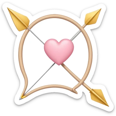 Cupid's bow and arrow with a heart tip in soft pink, beige and yellow pastel light sticker