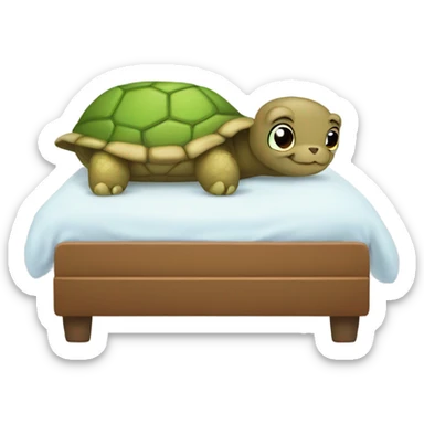 Turtle in a bed with a teddy bear  sticker