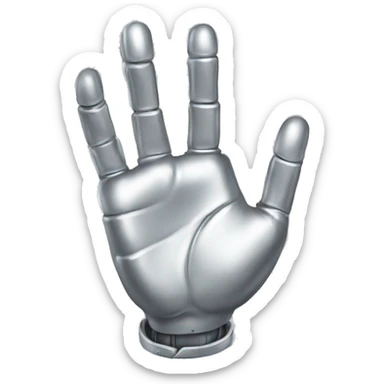 silver bionic waving hand sticker