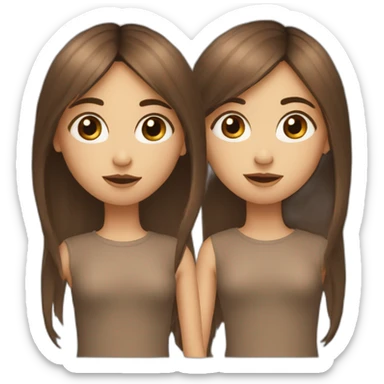 girl who look like sqirl with brown long straight hair, fringe and dark eyes sticker