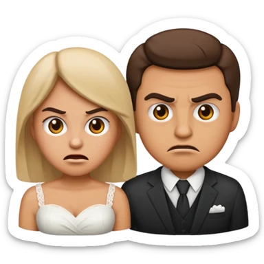 married couple arguing, emoji style, both with angry faces sticker