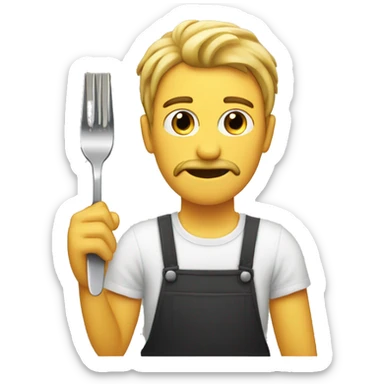 Guy holding fork and knife hungry sticker