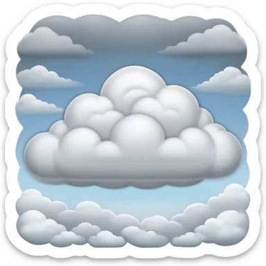 Cinematic Realistic Stratus Emoji, Low and layered, with uniform, gray clouds covering the sky in a smooth, even blanket. The clouds seem to hang gently in the atmosphere, creating a soft, diffused light below. Soft glowing outline, capturing the essence of calm, peaceful overcast skies in a serene stratus cloud! sticker