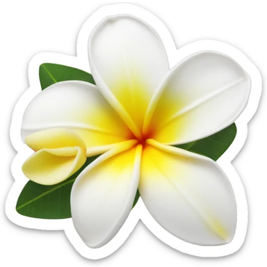 White and yellow frangipani flower sticker