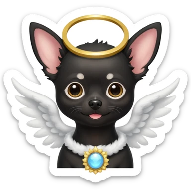 Black chihuahua with halo sticker