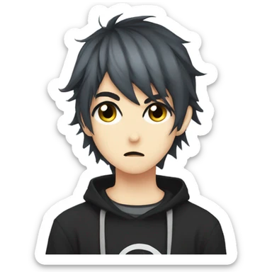 Emo boy disapproving anime look neko sticker
