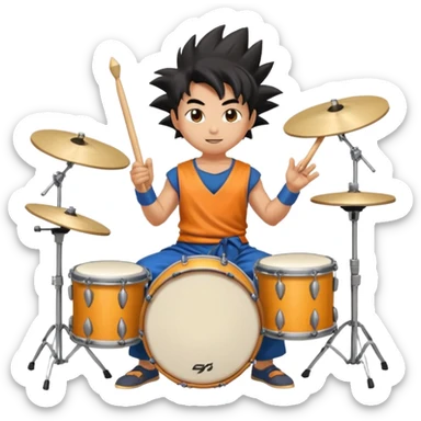 songoku drummer with drums sticker