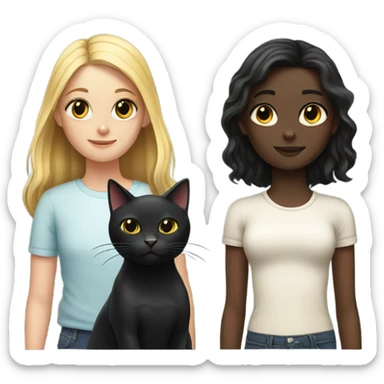 Cat black and girl white sticker