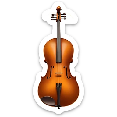 Cinematic Realistic Cello, deep brown polished wood, elegant f-holes creating contrast, warm golden light reflecting off its curves, glowing with depth and a rich musical resonance. sticker