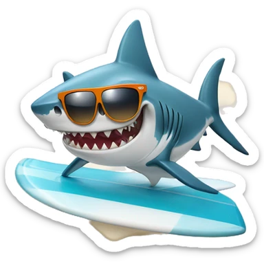 shark with sunglasses on a surfboard  sticker