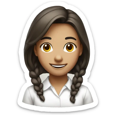 smiling girl in white shirt sticker