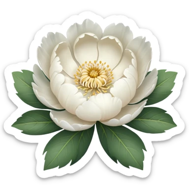 white peony flower sticker