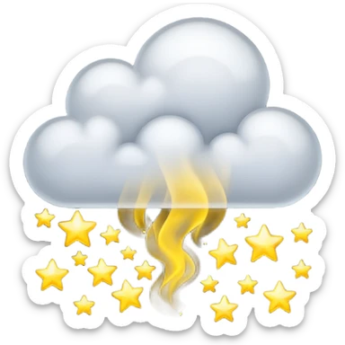 Black cloud with shiny yellow stars sticker