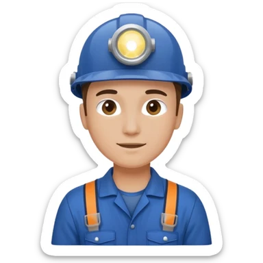 Technician + headlamp + blue jumpsuit, Repair Crew. sticker