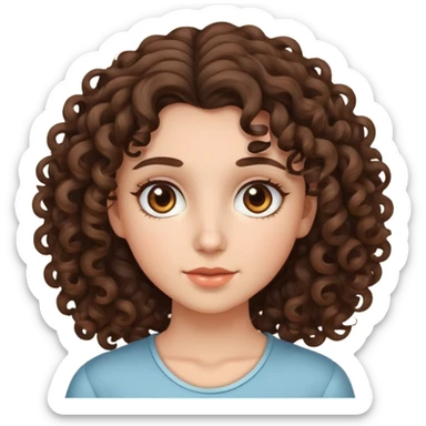 Brunette girl with curly hair and brown eyes sticker