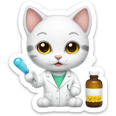 Kitten pharmacist sticker