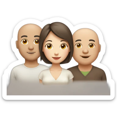 4 friends. Chinese lady, bald man, fat man, brown hair lady sticker
