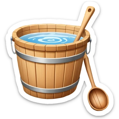 Sauna wooden bucket and ladle sticker