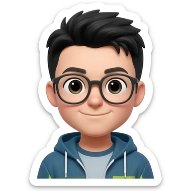 jongen met bril en zwart haar sticker