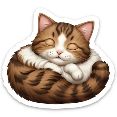 dark brown tabby and white cat sleeping in funny positions upside down sticker