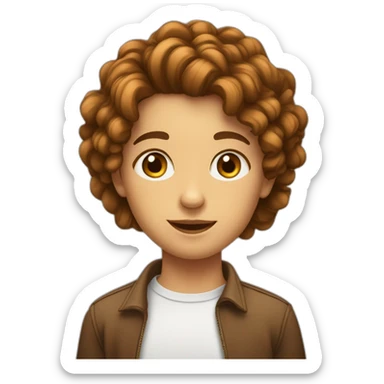 Une adolescente avec les yeux marrons clairs, les cheveux châtains et les cheveux frisés sticker