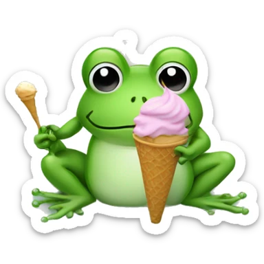 frog eating ice cream in bed sticker