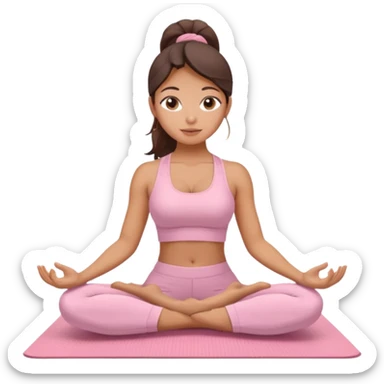 Latina yoga beautiful girl in light pink clothes sitting on a yoga mat sticker