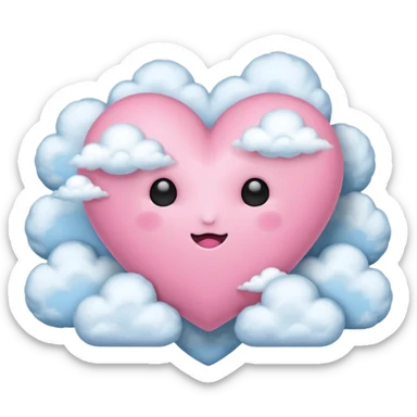 pink heart with clouds no face sticker