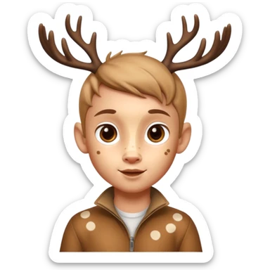 playful pose, deer spots, bambi boy hybrid, ios emoji style sticker