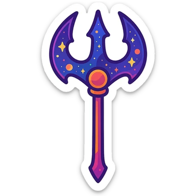 flat toon style cosmic trident with vibrant colors sticker